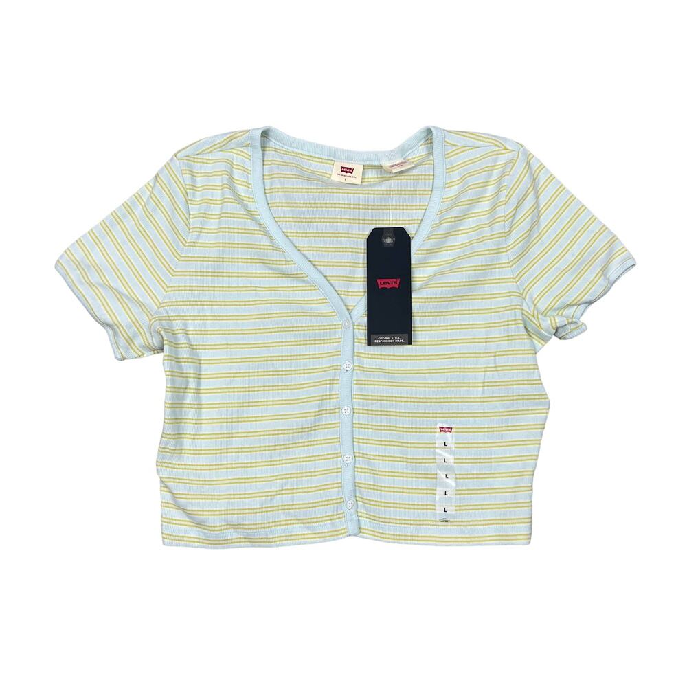 Levi's Women's Short Sleeve V-Neck Cropped Gema T-Shirt - Size XL - NWT